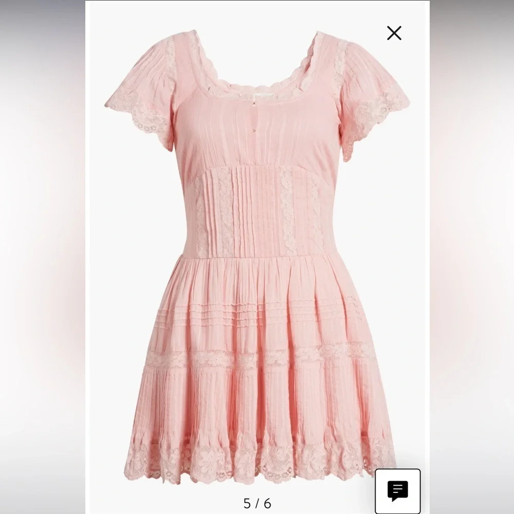 LoveShackFancy Pink Mirelle Dress Cherry Pink | 6